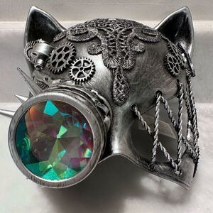 KBW Global Unisex Steampunk Gatto Cat Kaleidoscope Goggles Half Cyborg Mask NWT